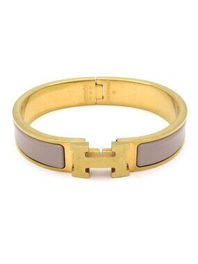 Hermes Bangle Click Gold Gray Bracelet